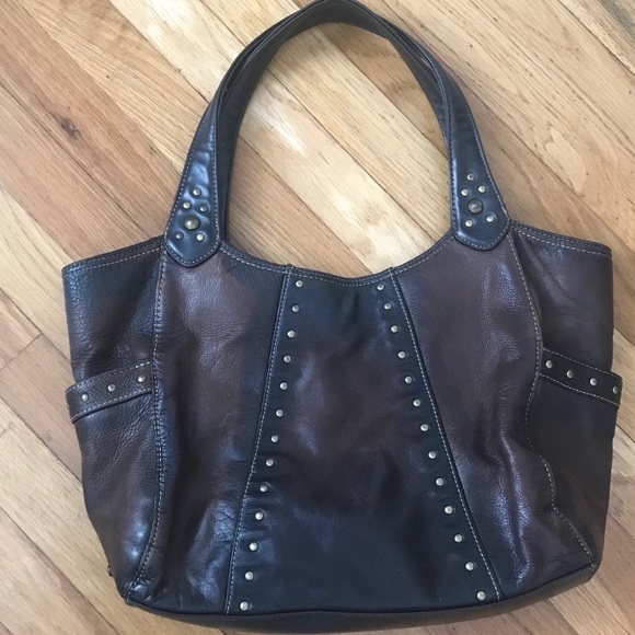 Kenneth Cole Reaction Handbags - KENNETH COLE REACTION Bag Purse Tote Silver Studs Leather Brown